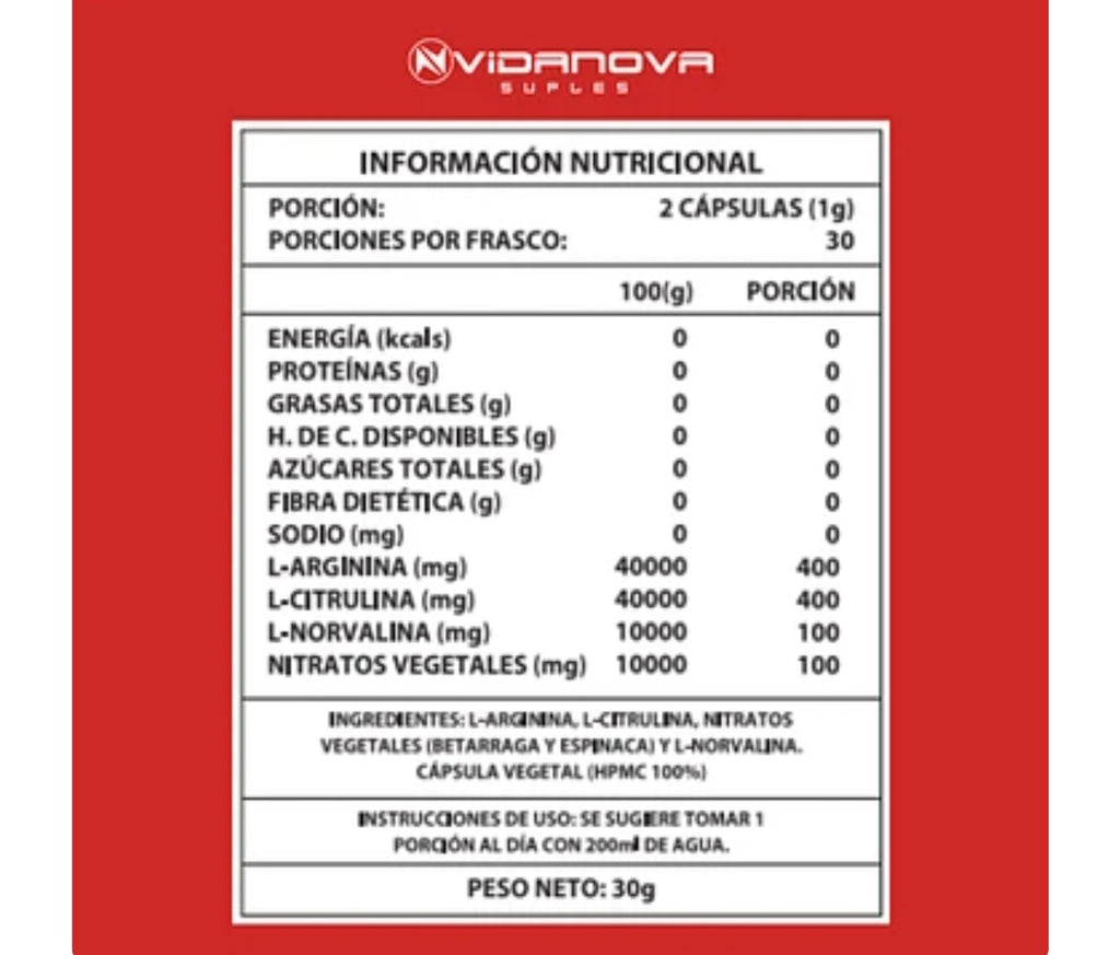 Oxido Nítrico - Potencia Masculina - 1000mg 60 CAPS