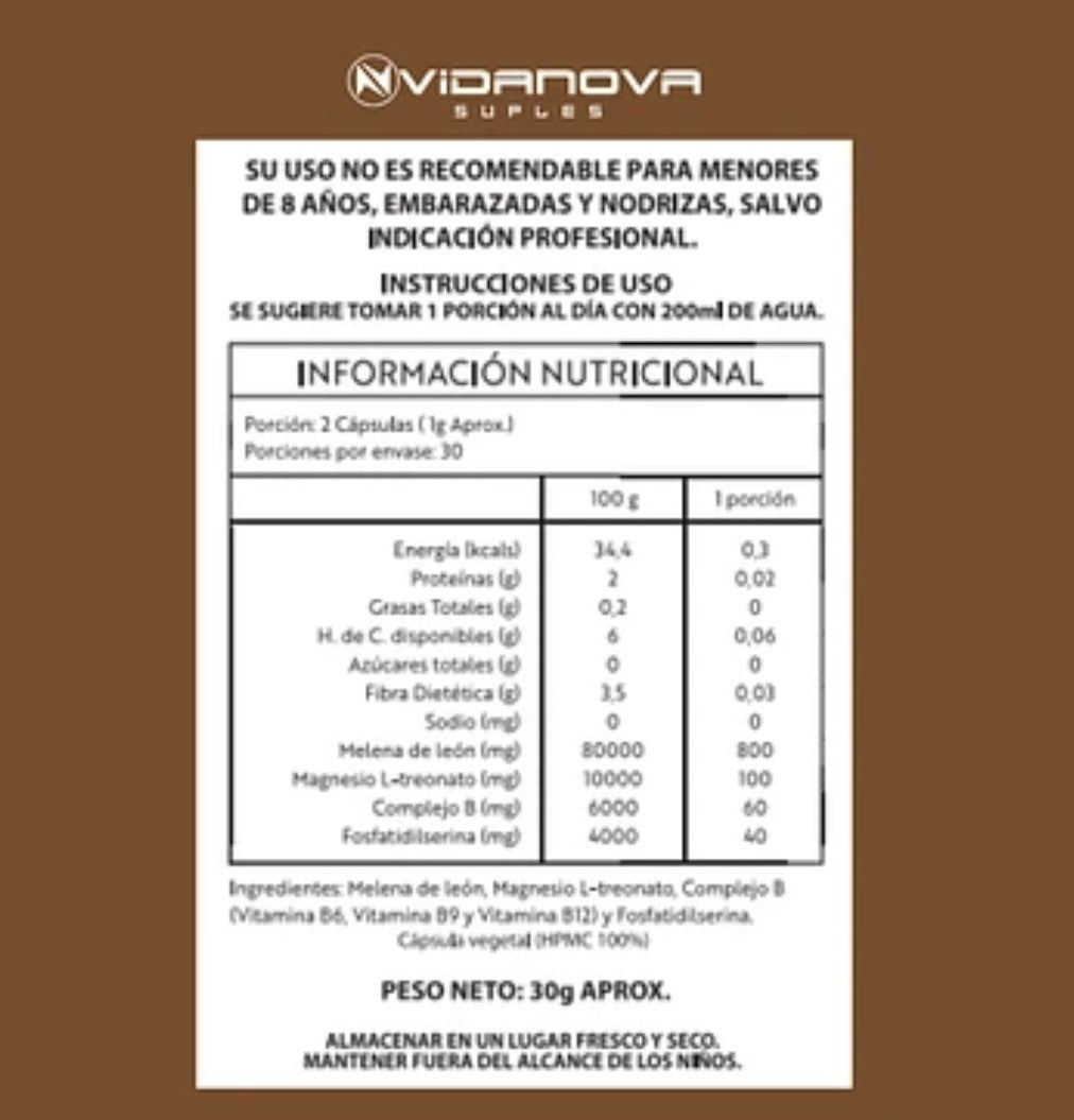 Melena de León Potencia tu mente y equilibra tu sistema nervioso 1000mg  60caps